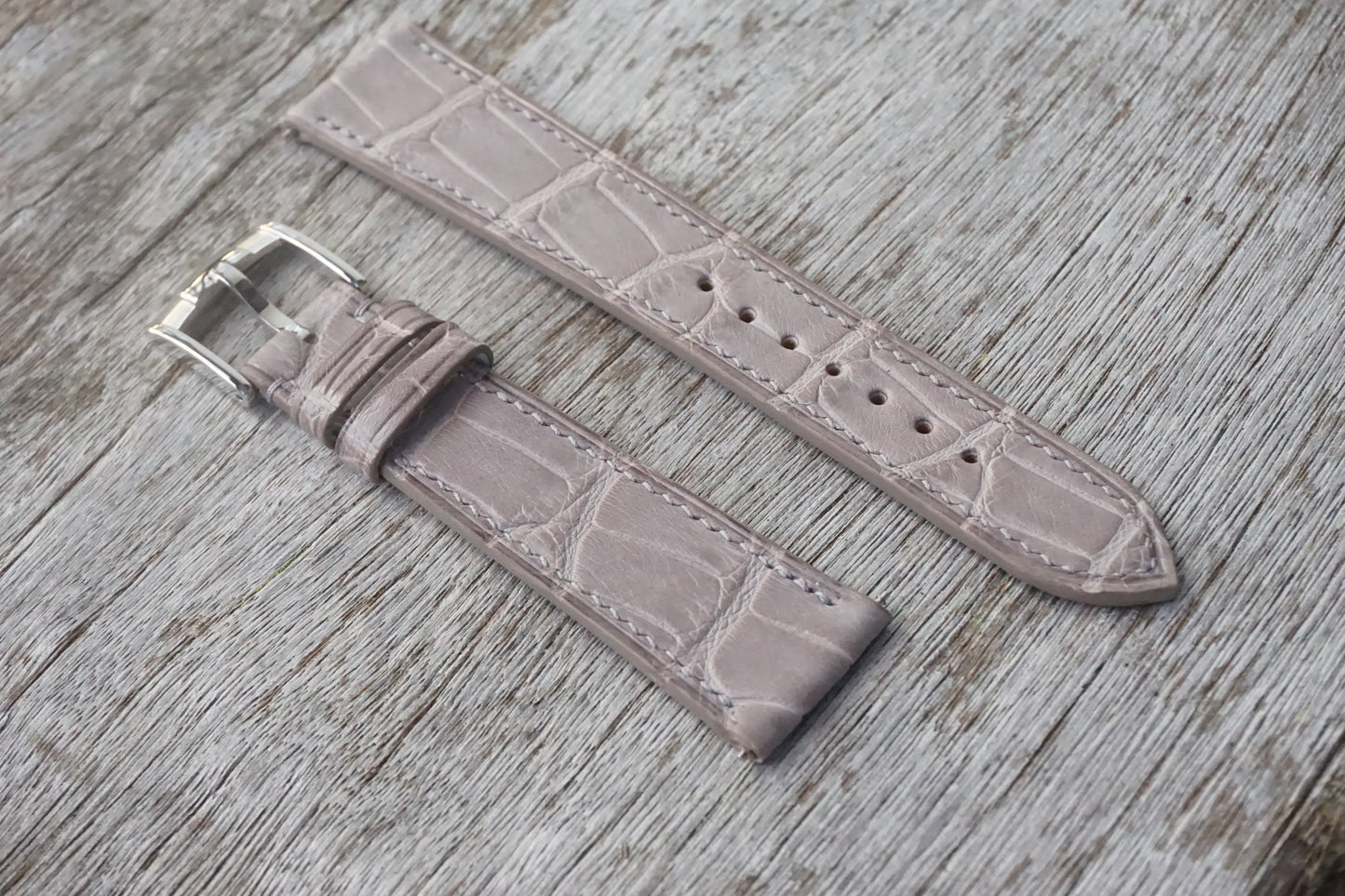 Grey alligator leather watch strap