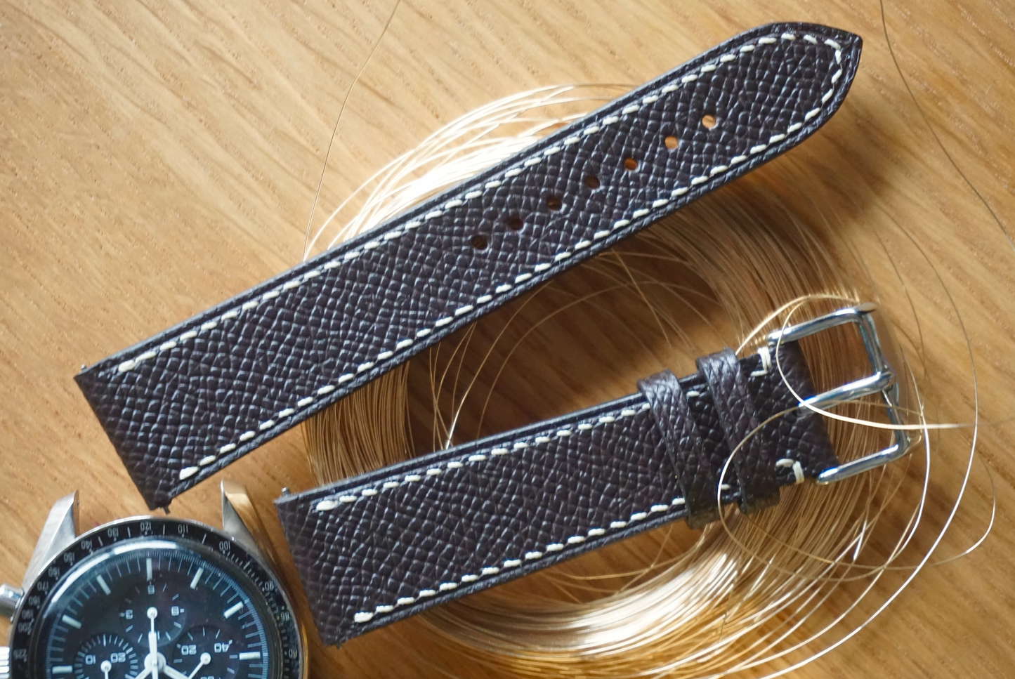 Brown Epsom leather watch strap