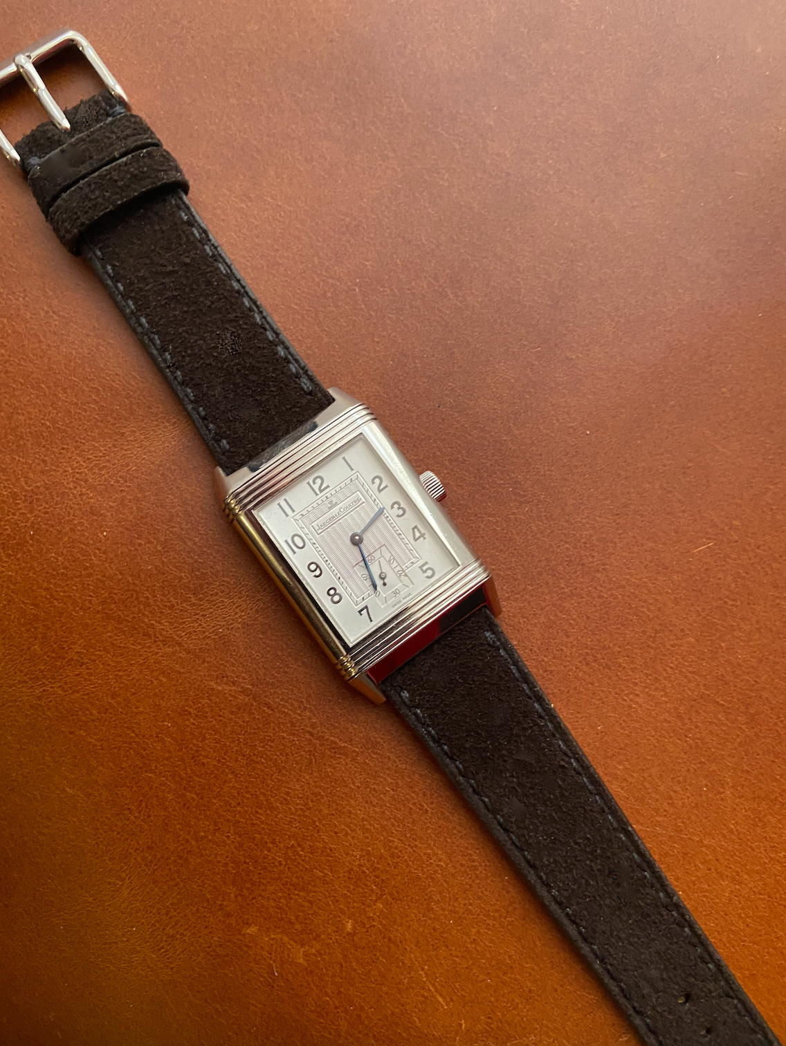 Charles F Stead Dark brown suede watch strap