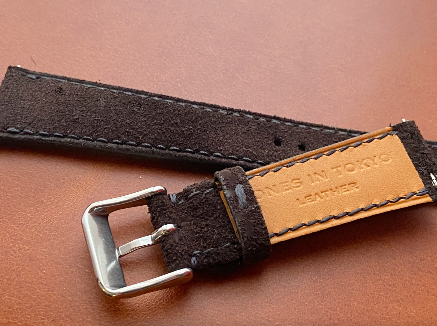 Charles F Stead Dark brown suede watch strap