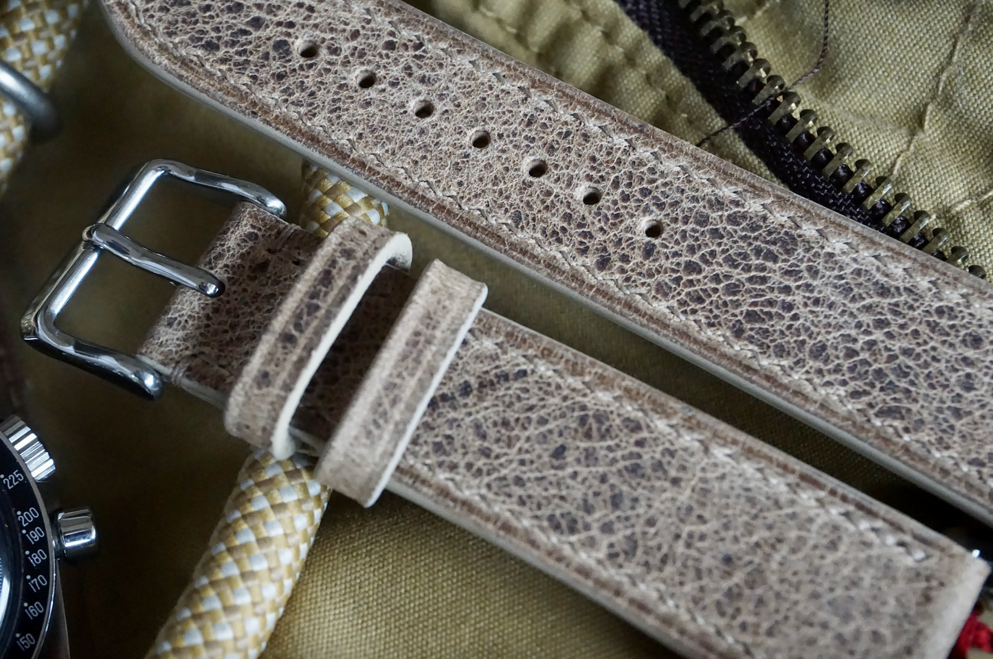 Waxed African Kudu leather (Charles F Stead) watch strap