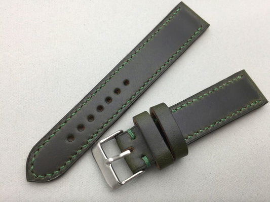 Deep green Horween Chromexcel watch strap
