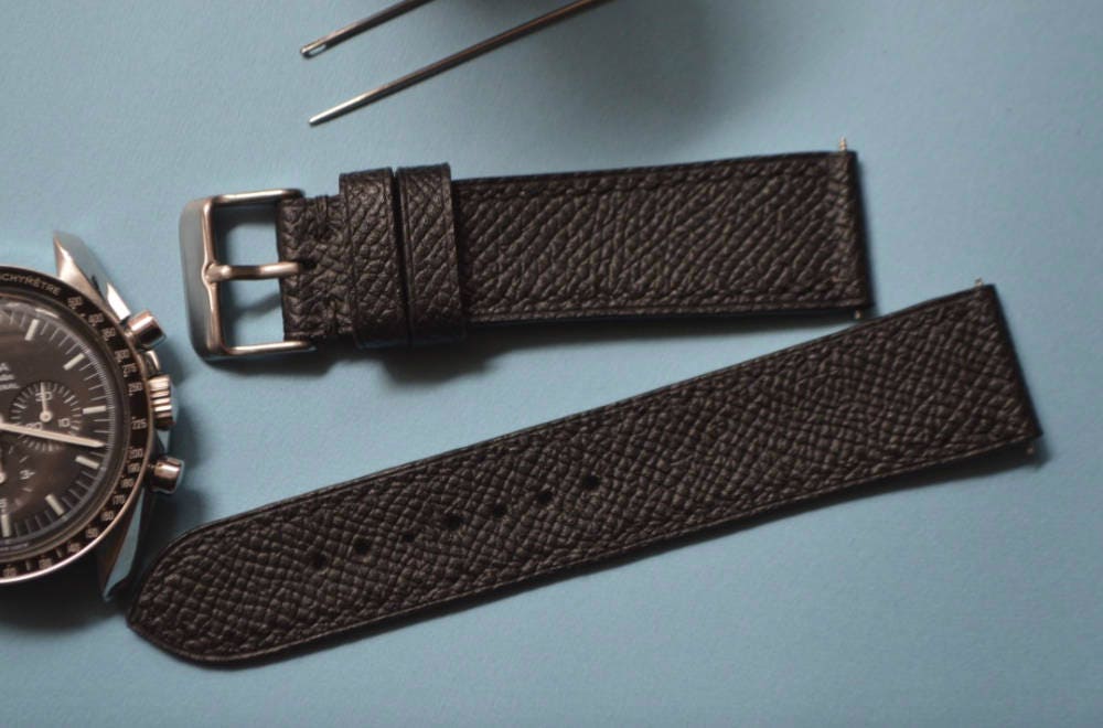 All Black Epsom leather watch strap