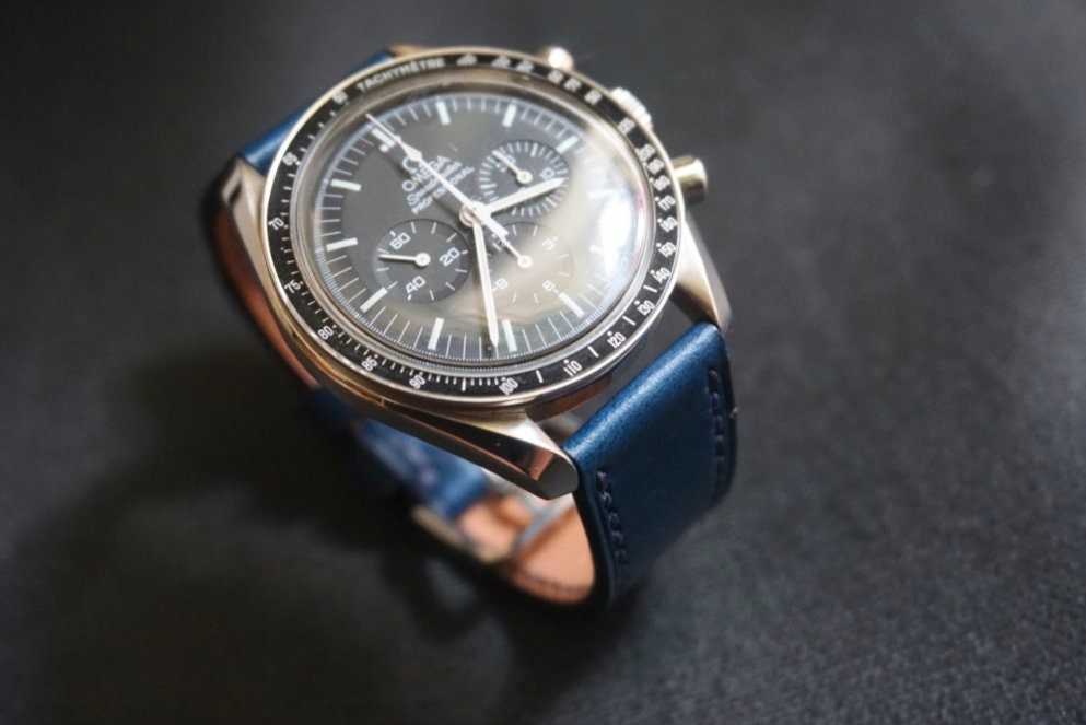 Navy blue Italian Buttero watch strap