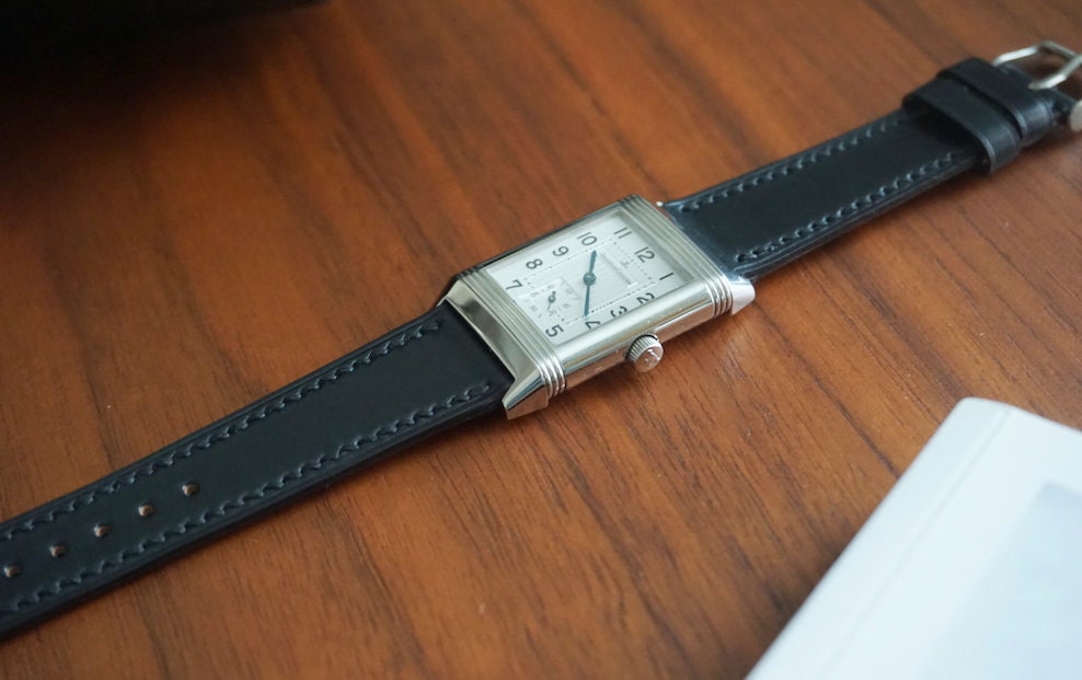 All black Horween shell cordovan watch strap