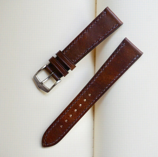 Brown museum calf leather watch strap