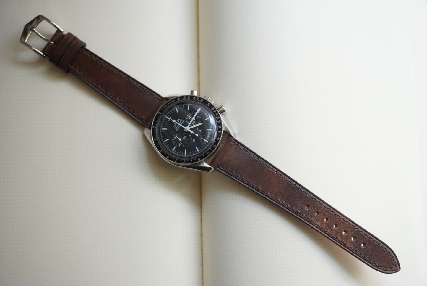 Brown museum calf leather watch strap