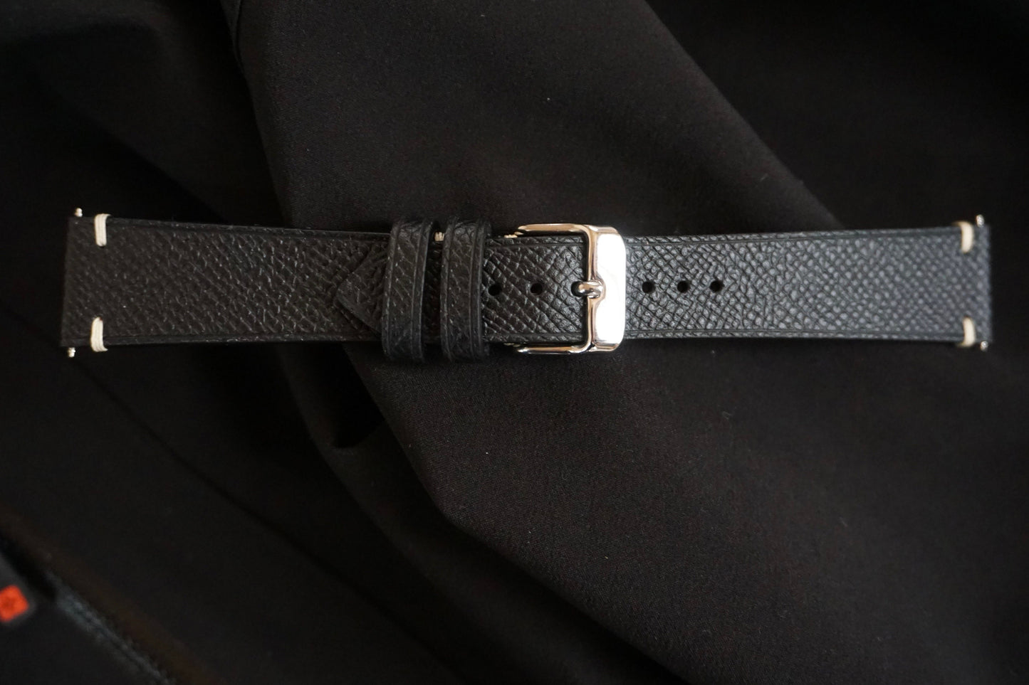 Two stitch black Epsom watch strap