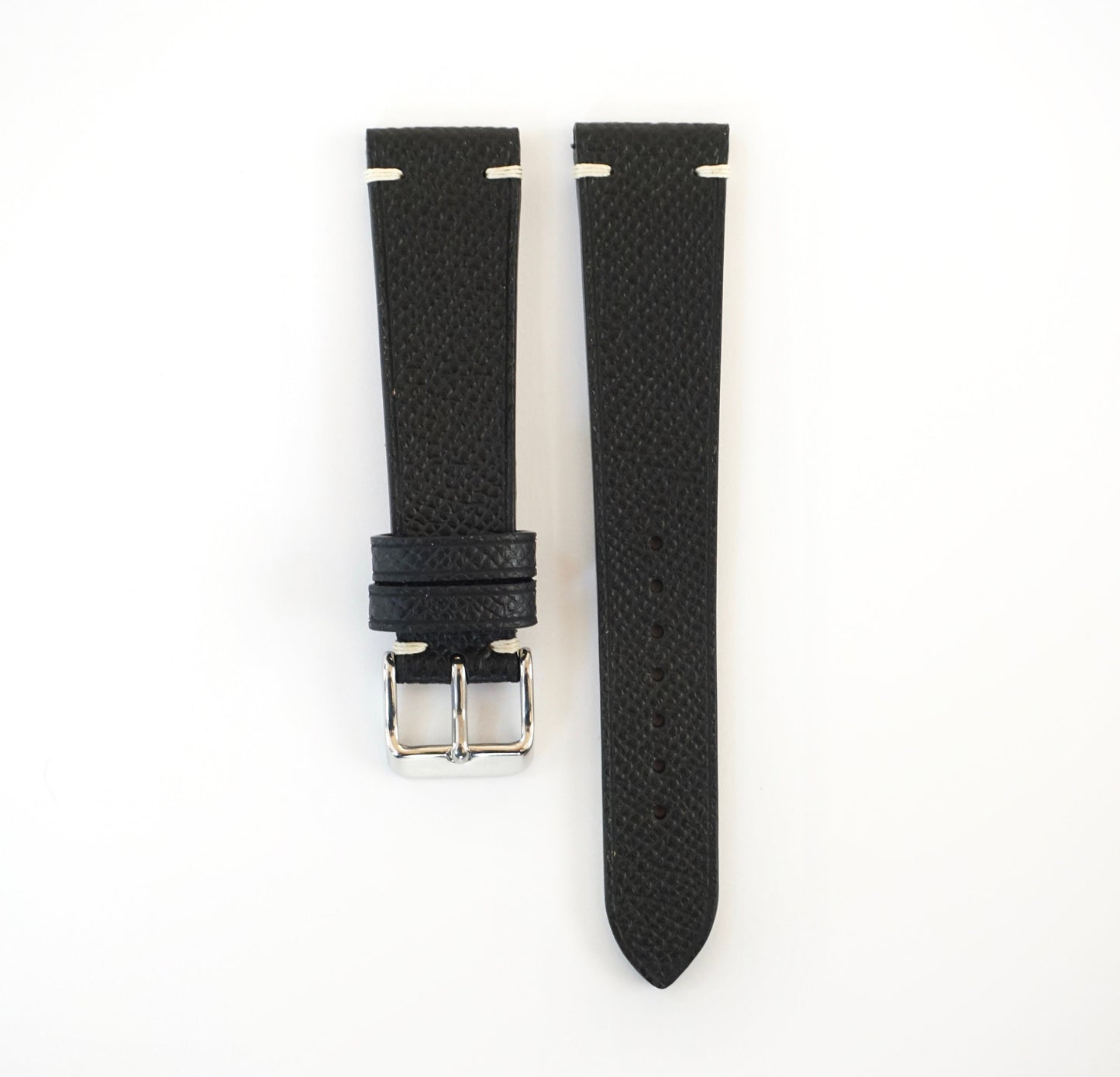 Two stitch black Epsom watch strap