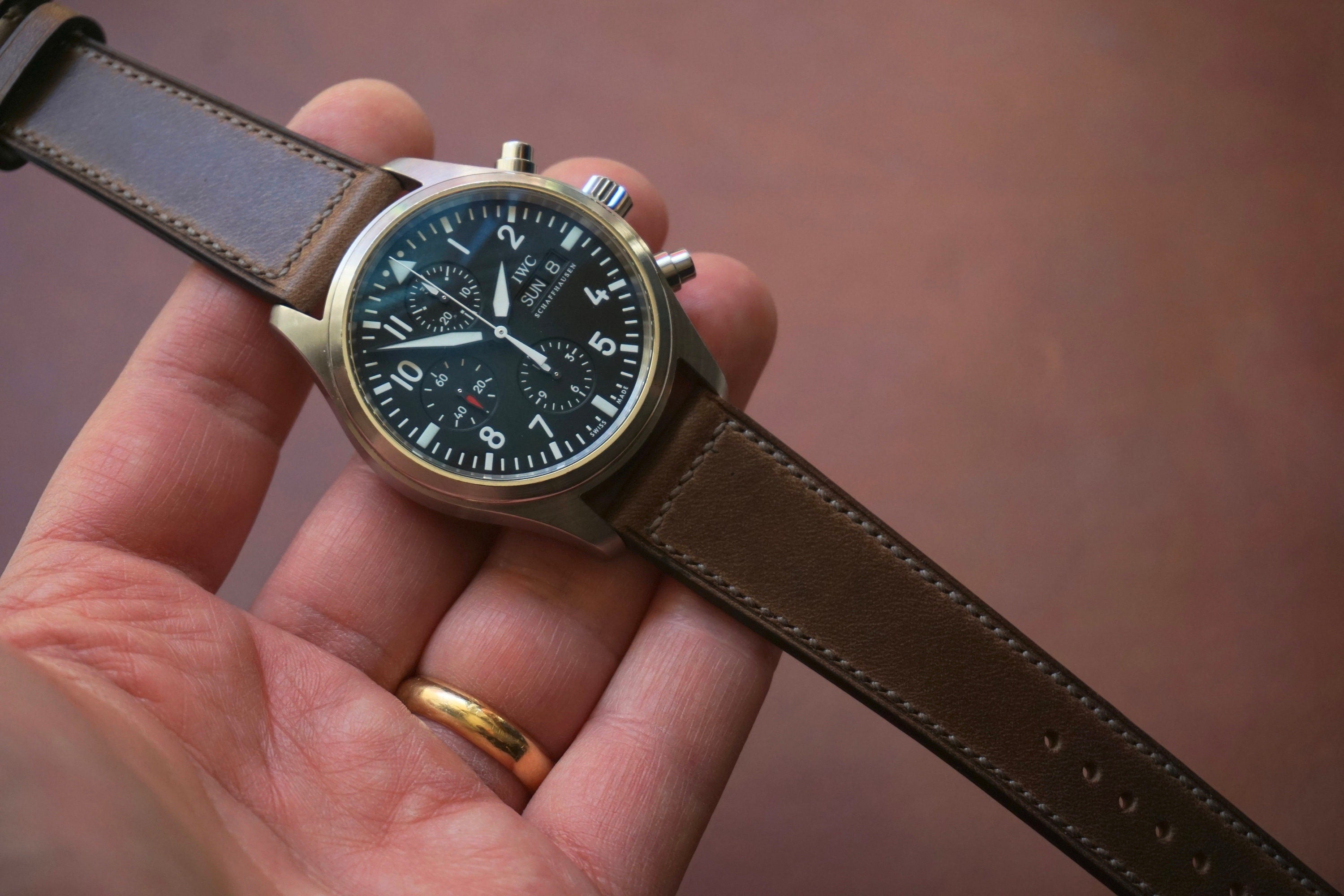 Horween Chromexcel Brown Full Stitch Leather Watch good Strap