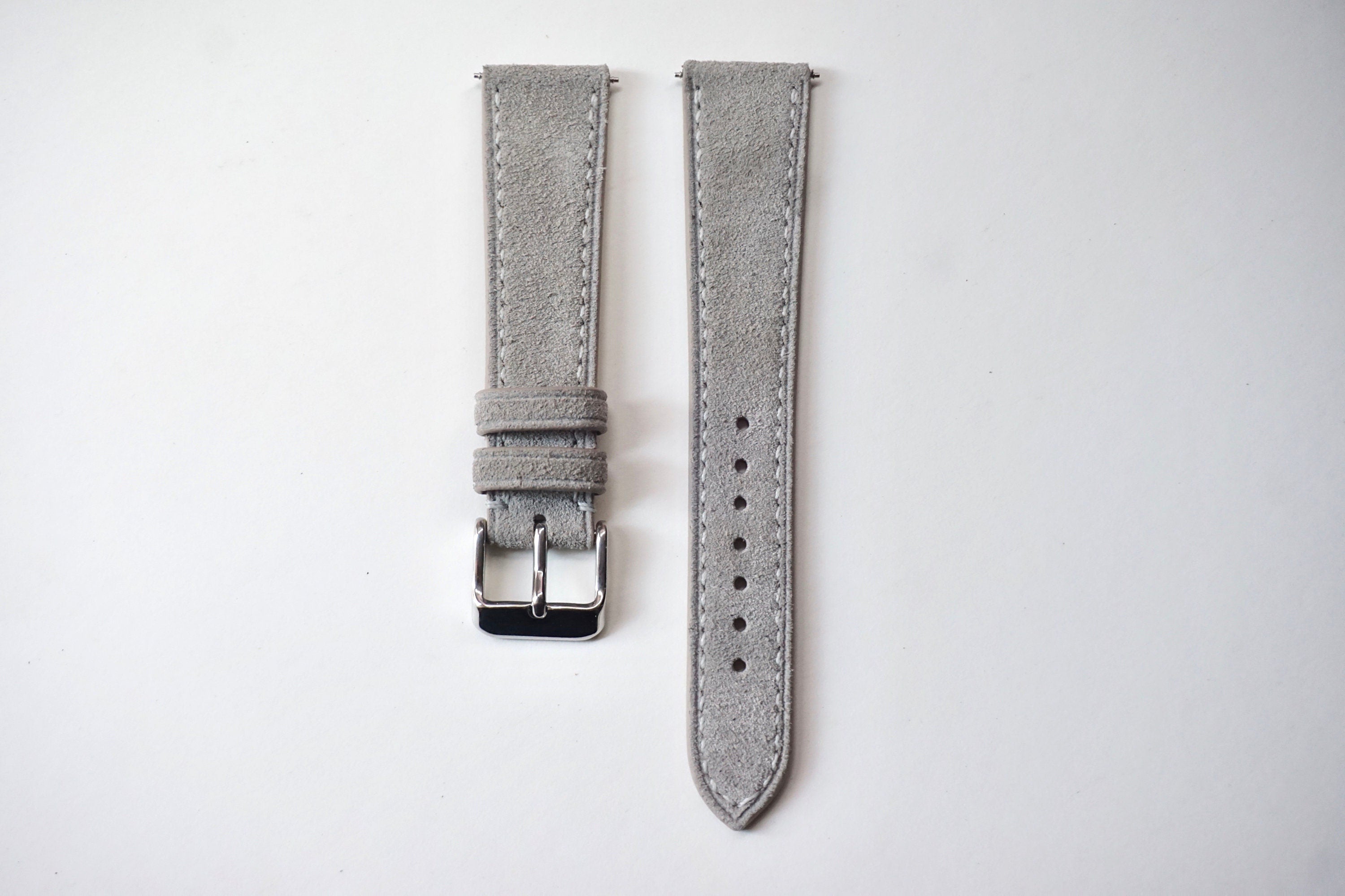 Grey leather watch hot sale strap 20mm