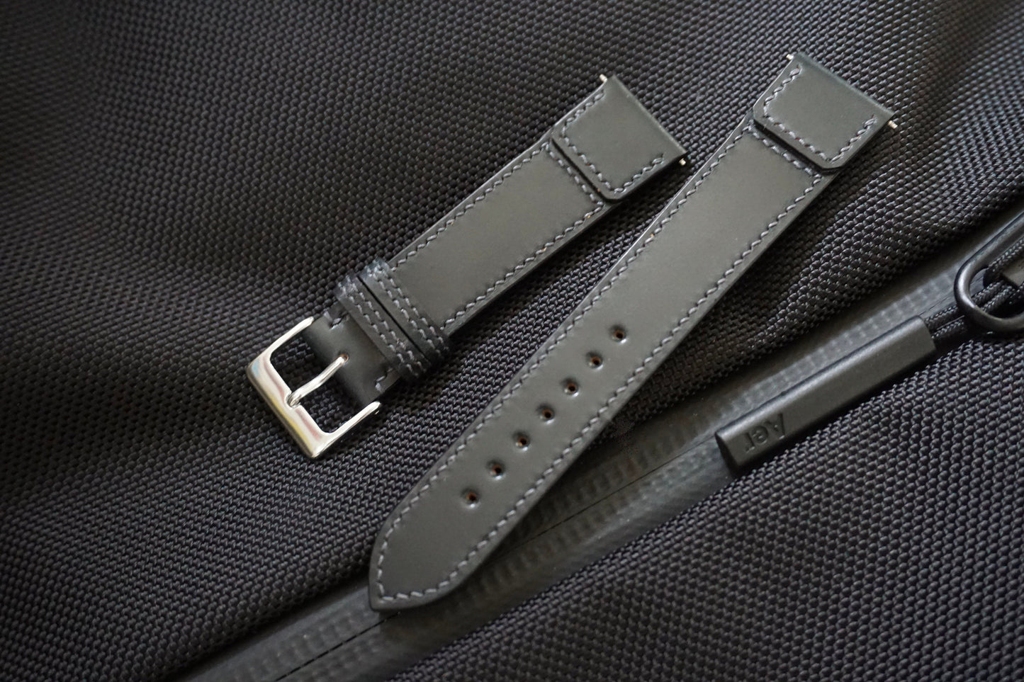 Black Reverso style in Horween shell cordovan watch strap