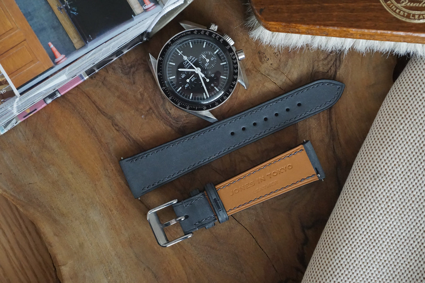 Charcoal grey Nubuck watch strap