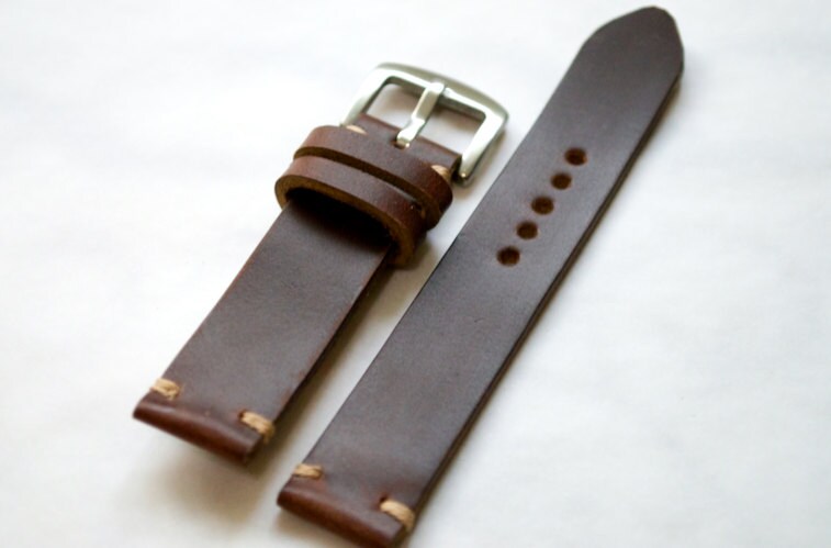 Two stitch Brown Horween Chromexcel watch strap